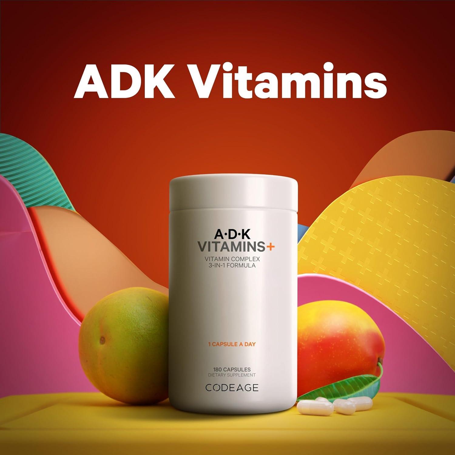 image:imageCodeage Daily ADK Vitamin amp Probiotic Bundle Vitamin A Retinyl Palmitate Vitamin D3 Cholecalciferol Vitamin K 50 Billion CFU SBO Probiotic Blend NonGMO