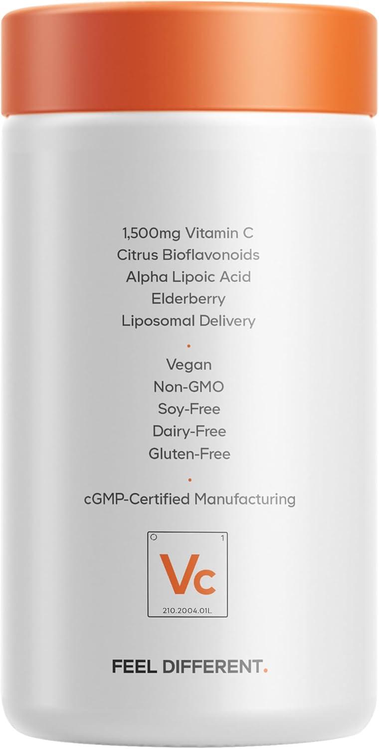 image:imageCodeage Liposomal Vitamin C 1500mg with Zinc Elderberry Citrus Bioflavonoids Grapefruit Lemon Orange Powder Quercetin amp Rose Hips Fruit Vegan Supplement NonGMO Vegan Pills 2 Pack1