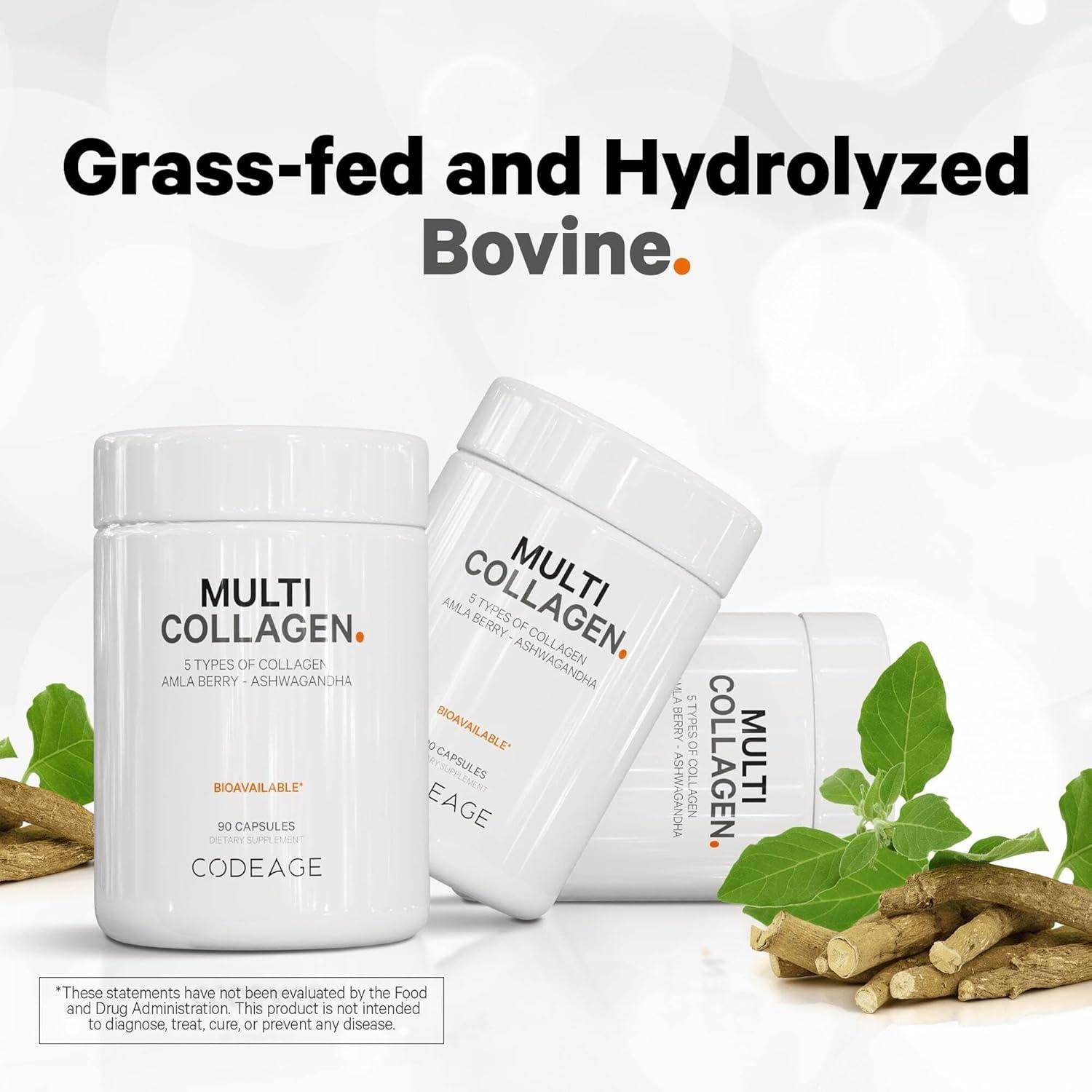 image:imageCodeage Multi Collagen Protein Capsules amp Multi Collagen Protein Powder Bundle Multi Collagen Pills Collagen Types I II II V amp X 90 Count Multi Collagen Peptides Pure Hydrolyzed 20 oz