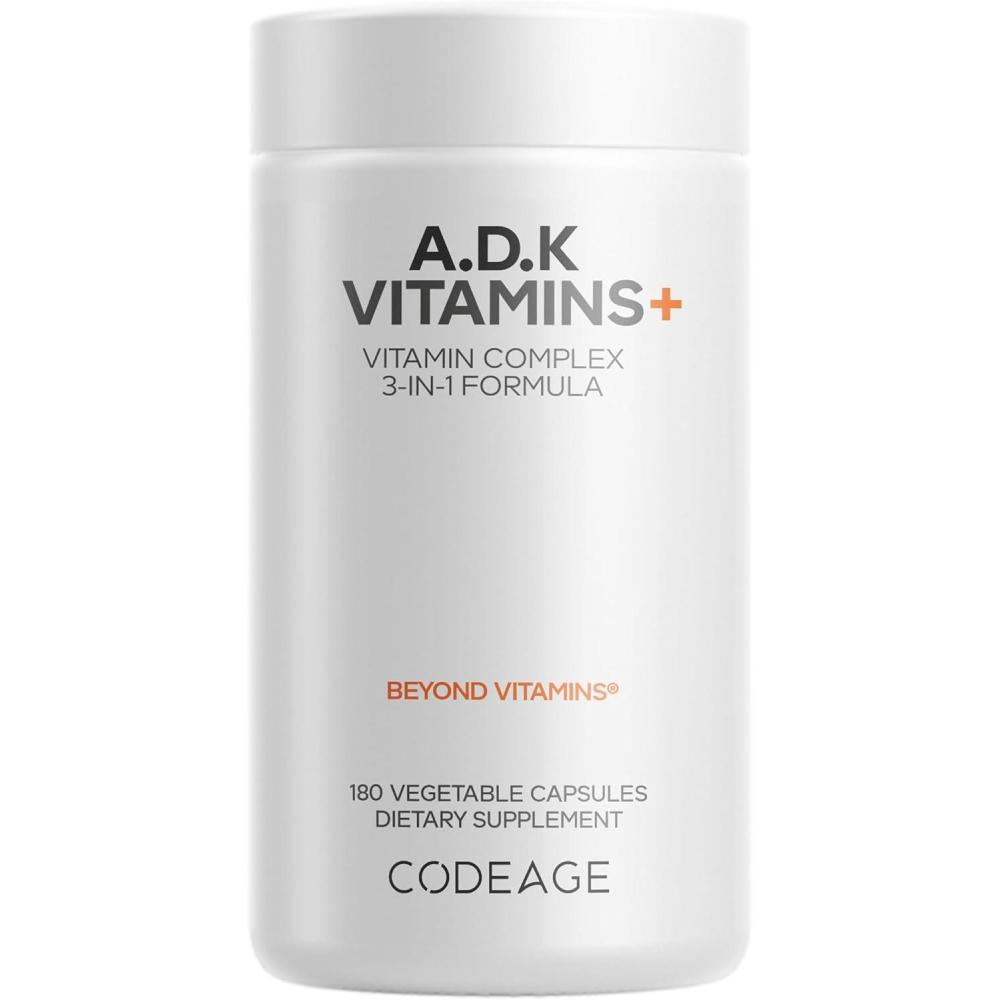 image:imageCodeage ADK Vitamins Supplement Essential Vitamin A D3 5000 IU K1 amp K2 MK4 amp MK7 6Month Supply 1 Capsule per Serving NonGMO GlutenFree 2Pack1