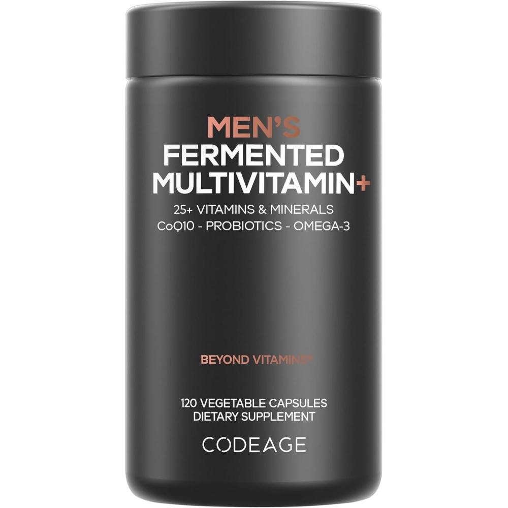image:imageCodeage Mens Daily Multivitamin 25 Essential Vitamins amp Minerals Organic Whole Foods Probiotics Omega3 Zinc Vitamins A B C D E amp K 2 Pack1