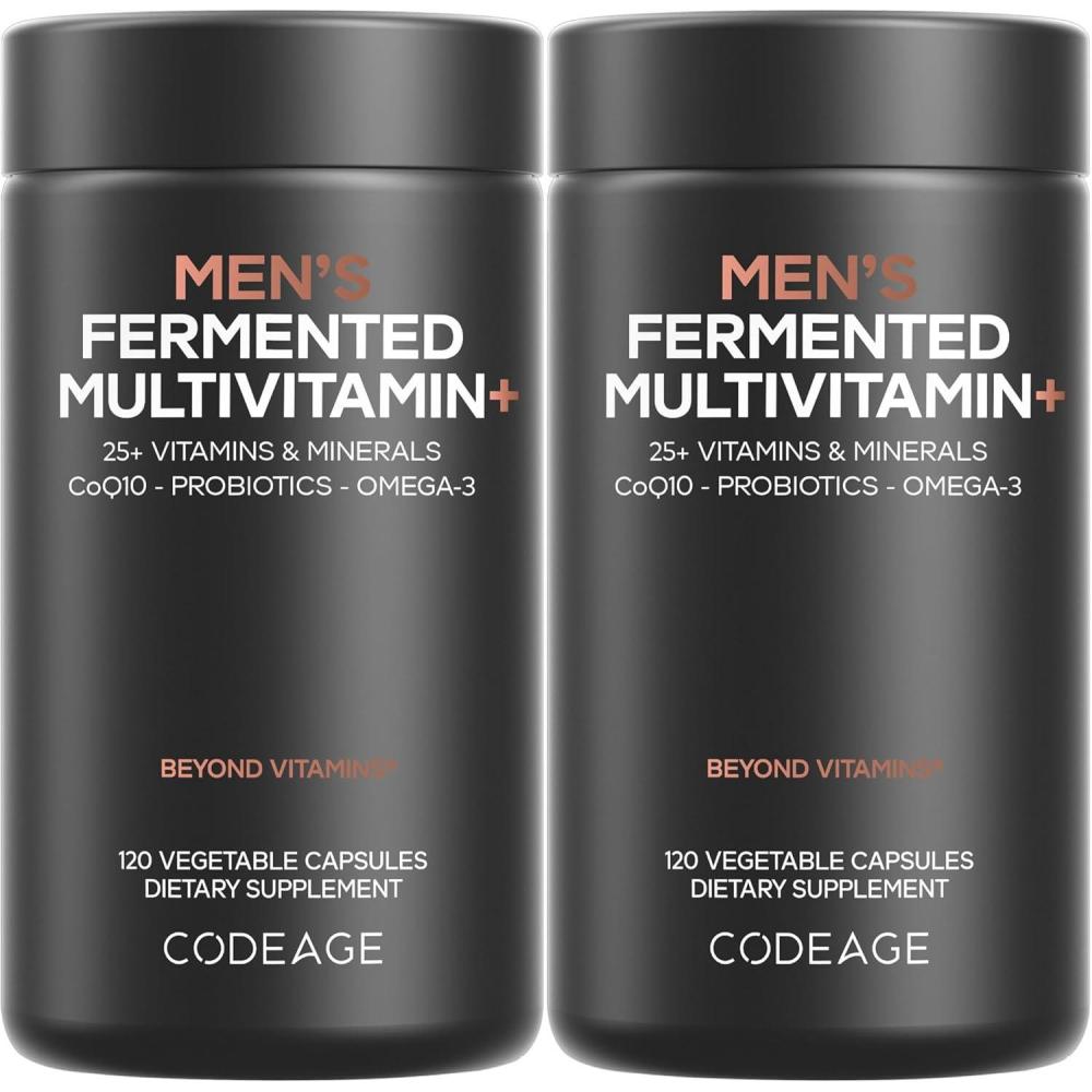 image:imageCodeage Mens Daily Multivitamin 25 Essential Vitamins amp Minerals Organic Whole Foods Probiotics Omega3 Zinc Vitamins A B C D E amp K 2 Pack2
