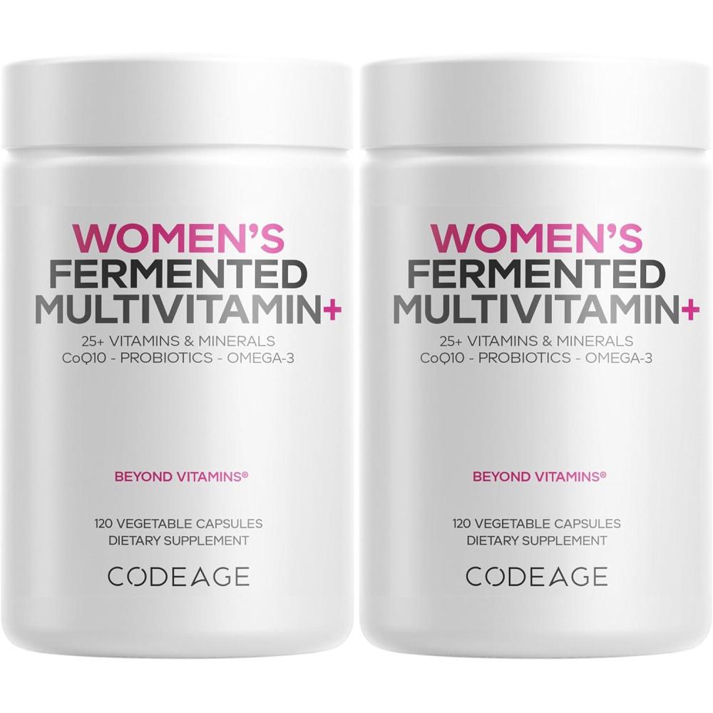 image:imageCodeage Womens Daily Multivitamin 25 Vitamins amp Minerals Fermented Organic Whole Foods Probiotics Supplement Vitamin A B C D E amp K Omega 3 Zinc Vegan 2 Pack2