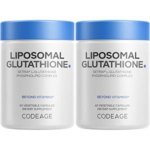 Codeage Liposomal Glutathione Supplement – Pure Reduced Setria L-Glutathione, Liposomal Delivery, Phospholipid Complex – Vegan, Non-GMO – 2-Pack
