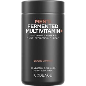Codeage Men’s Daily Multivitamin – 25+ Essential Vitamins & Minerals, Organic Whole Foods, Probiotics, Omega-3, Zinc, Vitamins A, B, C, D, E & K, 2 Pack(1)