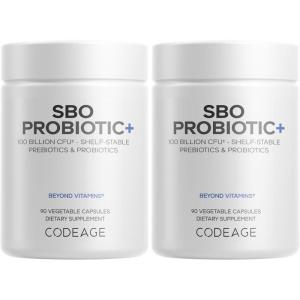 Codeage SBO Probiotics, 100 Billion CFUs Per Serving, Multi Strain Soil Based Organisms Blend and Organic Fermented Botanical Blend, Shelf-Stable – 2 Pack(2)