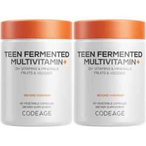 Codeage Teen Multivitamin Supplement – Daily Vitamins and Minerals for Teen Boys and Girls – Organic Whole Food Formula with Omega-3 and Vitamins A to K – 2 Pack(2)