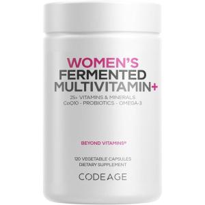 Codeage Women’s Daily Multivitamin, 25+ Vitamins & Minerals, Fermented, Organic Whole Foods, Probiotics Supplement – Vitamin A, B, C, D, E & K, Omega 3, Zinc – Vegan – 2 Pack(1)
