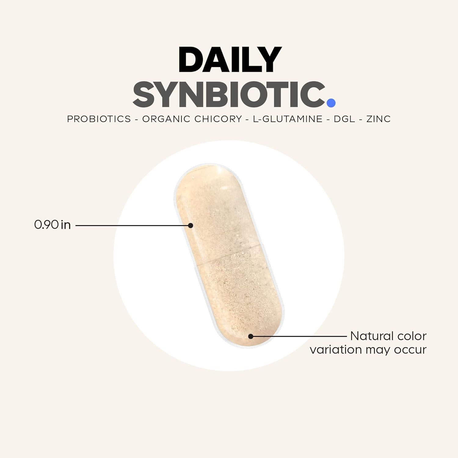 image:imageCodeage Daily Synbiotic Supplement Prebiotics Lactobacillus amp Bifidobacterium Probiotics LGlutamine Zinc LCarnosine DGL Synbiotic Probiotic BioPerine ShelfStable 30 Capsules