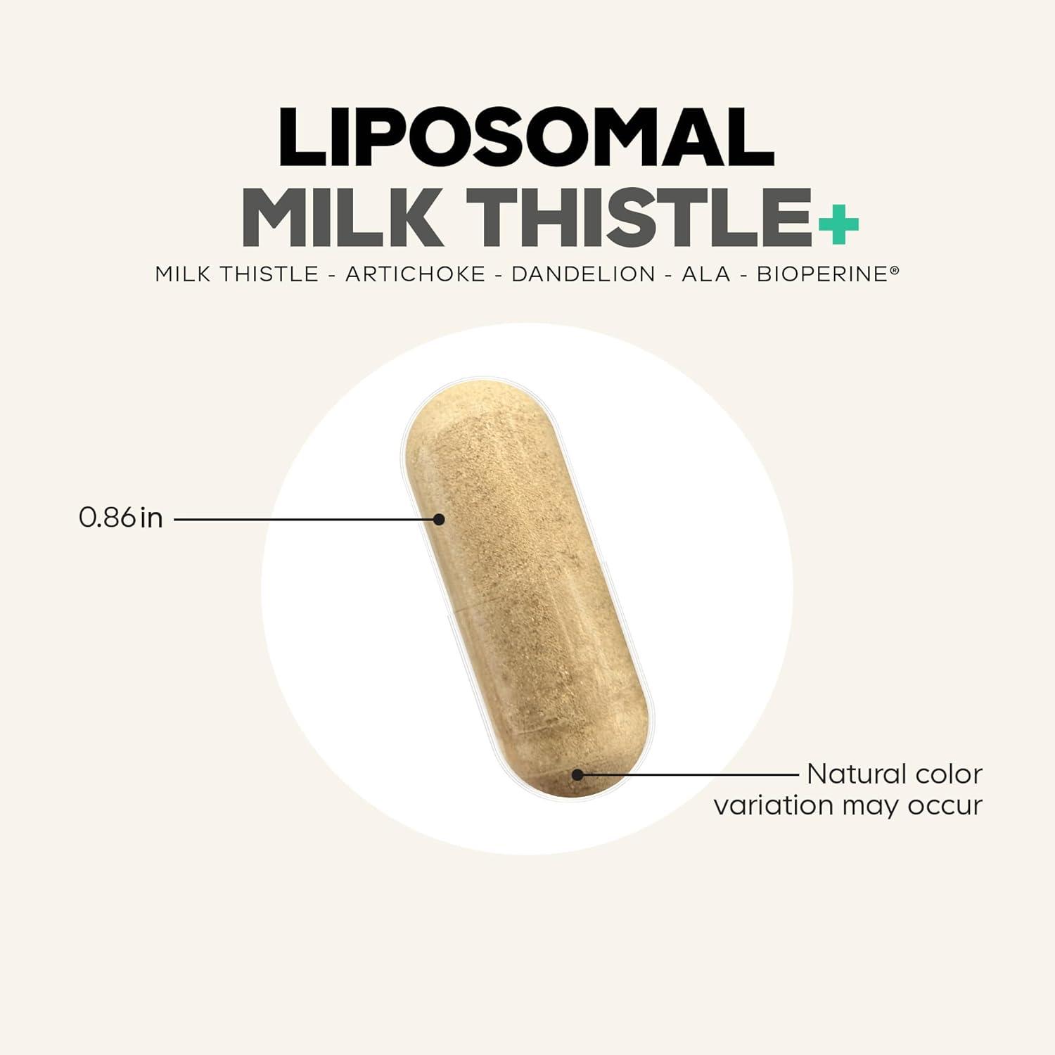 image:imageCodeage Liposomal Milk Thistle Supplement Silymarin from Silybum Marianum NAC Artichoke Leaf Dandelion Root Alpha Lipoic Acid BioPerine Liposomal Delivery NonGMO 60 Capsules