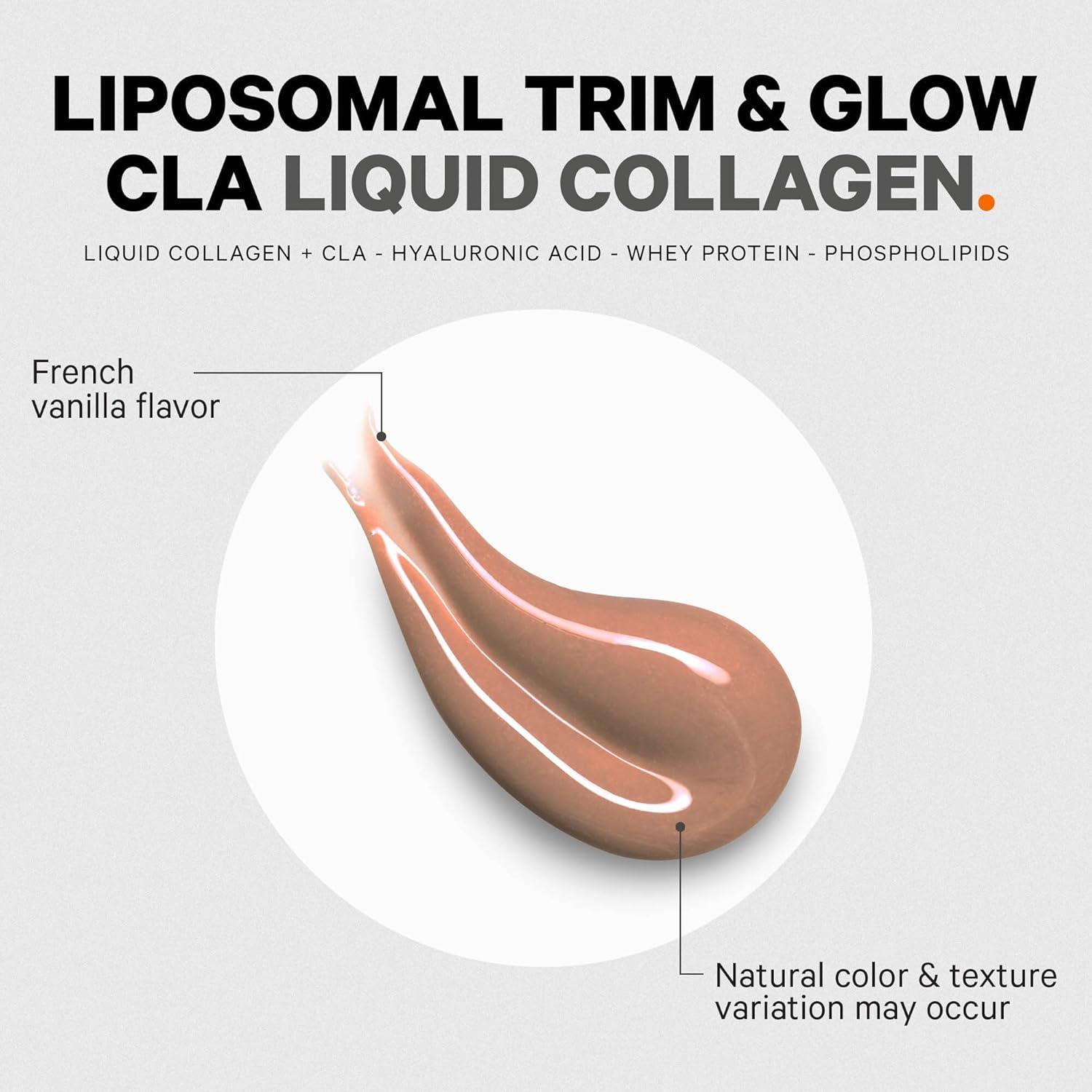 image:imageCodeage Liquid Collagen Supplement Vanilla Flavor Beauty Trim amp Glow Liposomal Collagen Peptides CLA Conjugated Linoleic Acid Hyaluronic Acid Vitamin E Hydrolyzed NonGMO 1522 fl oz