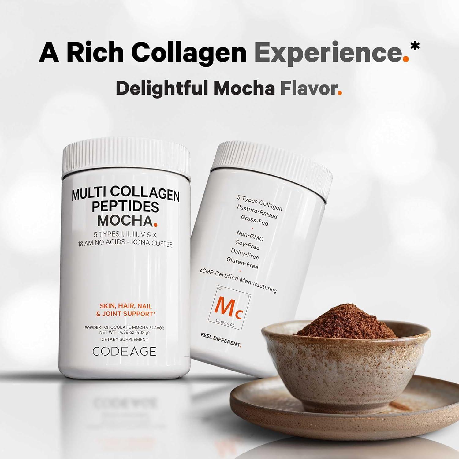 image:imageCodeage Multi Collagen Peptides Protein Powder Chocolate Mocha Instant Coffee Gourmet Knoa Coffee Drink amp Shake Collagen Type I II III V amp X GrassFed Hydrolyzed NonGMO 1439oz
