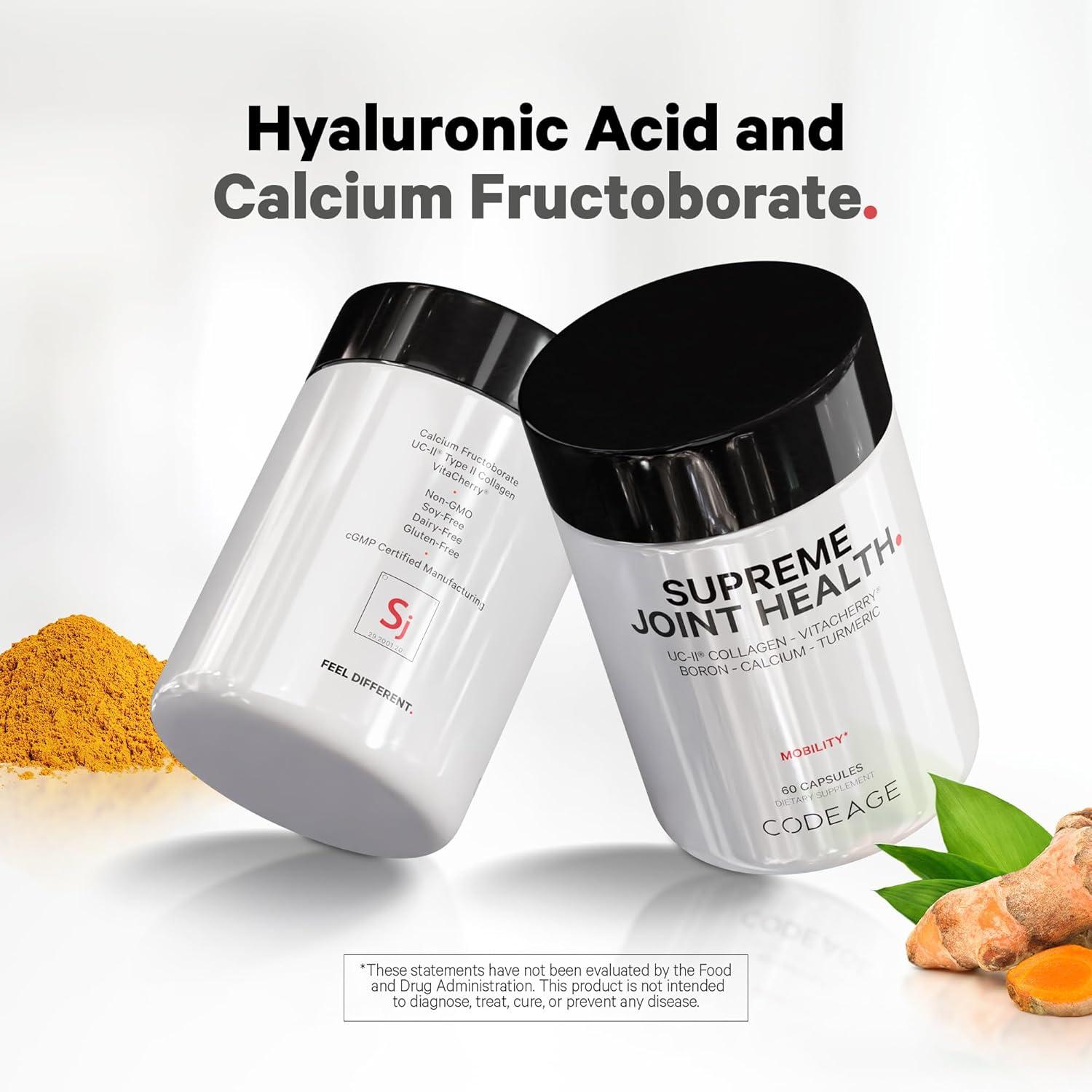 image:imageCodeage Supreme Joint Health UCII Collagen Capsules Type II VitaCherry Sport Cherries Boron Calcium Fructoborate Hyaluronic Acid Turmeric Bromelain amp Boswellia Supplement NonGMO 60 Count