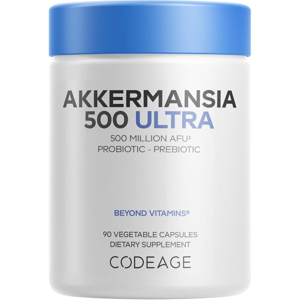 image:imageCodeage Akkermansia Muciniphila Probiotic Ultra HighPotency 500M AFUs Akkermansia Probiotic Supplement Enhanced Daily Probiotic amp Prebiotic Chicory Inulin 3Month Supply 90 Capsules
