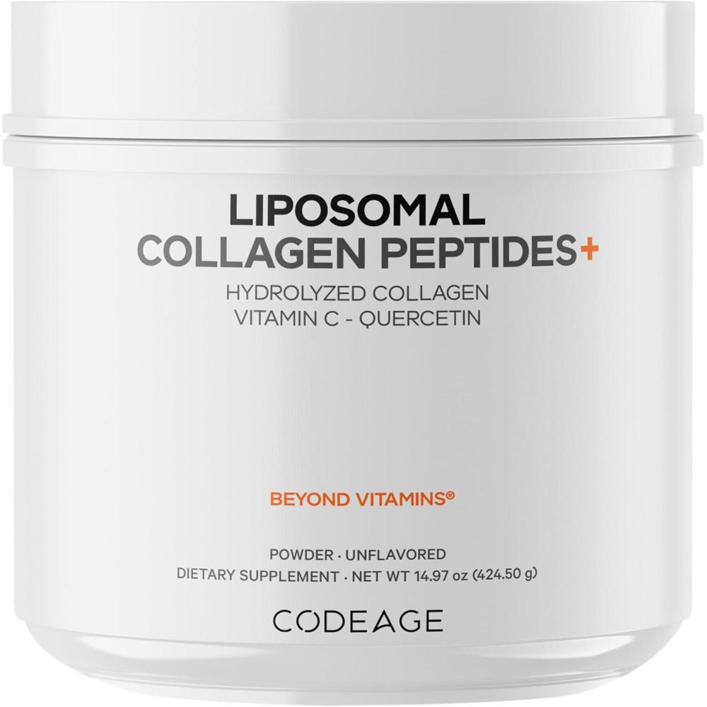 image:imageCodeage Liposomal Collagen Peptides Powder  Vitamin C amp Quercetin Phospholipid Complex GrassFed PastureRaised Hydrolyzed Collagen Type I amp III Supplement AllinOne NonGMO 1497 oz