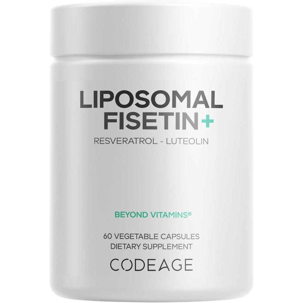 image:imageCodeage Liposomal Fisetin Supplement Fisetin 500 mg Resveratrol from Japanese Knotweed Extract Polyphenol Luteolin Sophora Japonica Flavonoid Liposomal Delivery Vegan NonGMO 60 Capsules