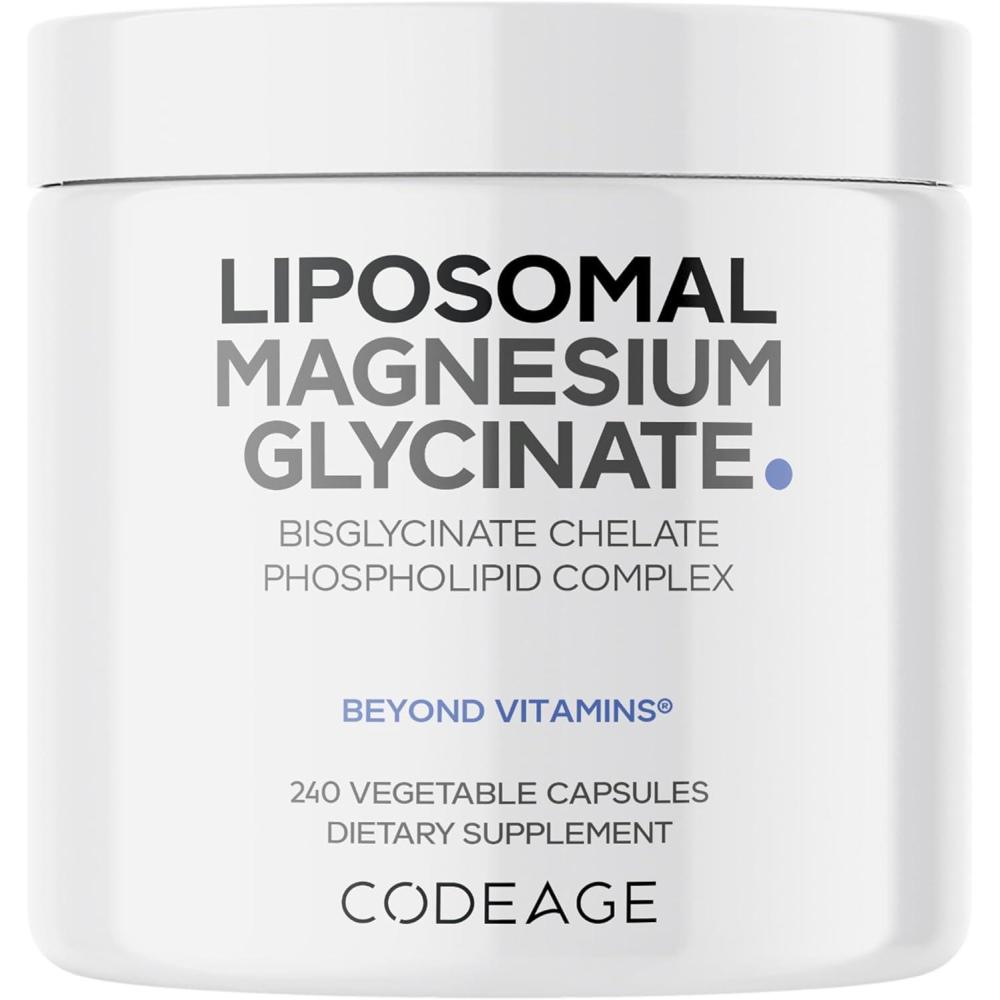 image:imageCodeage Liposomal Magnesium Glycinate Supplement 2Month Supply Bisglycinate Magnesium Chelate Chelated Magnesium Mineral Pills BioPerine Black Pepper Vitamins Capsules NonGMO Vegan 240 ct