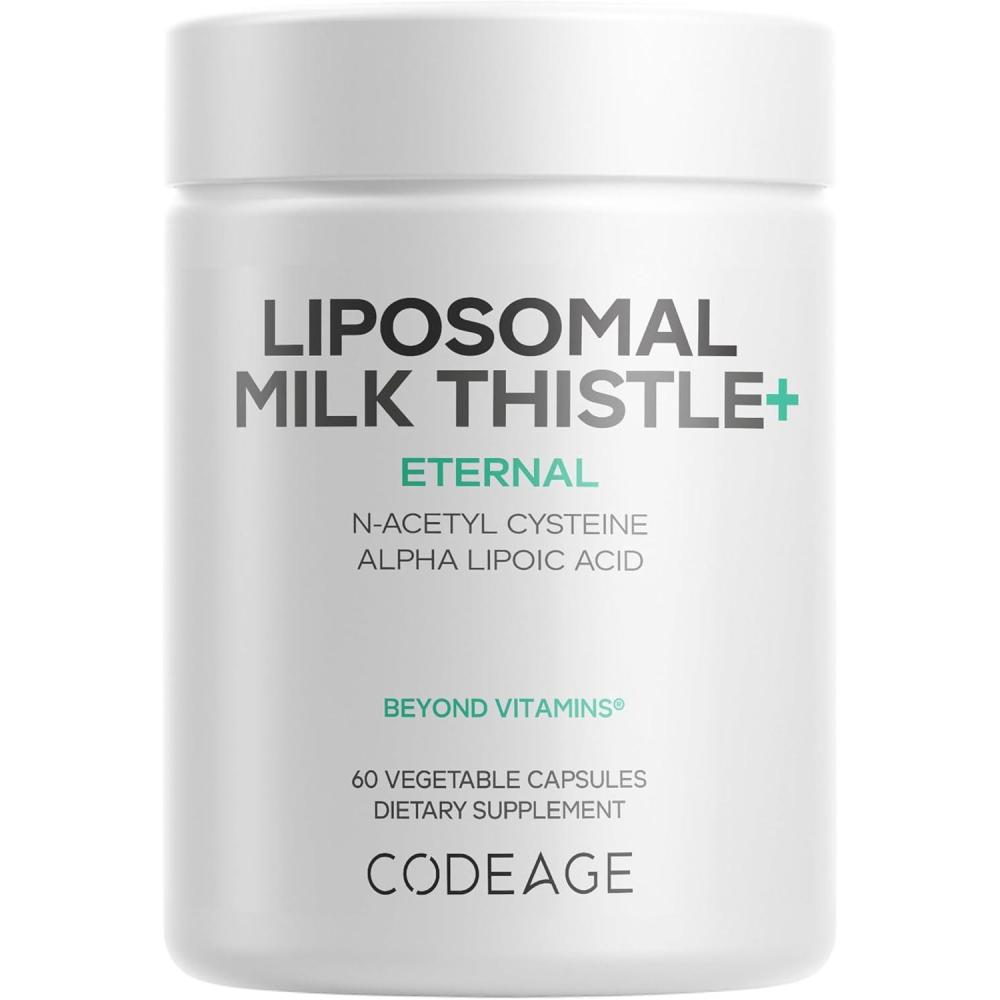 image:imageCodeage Liposomal Milk Thistle Supplement Silymarin from Silybum Marianum NAC Artichoke Leaf Dandelion Root Alpha Lipoic Acid BioPerine Liposomal Delivery NonGMO 60 Capsules