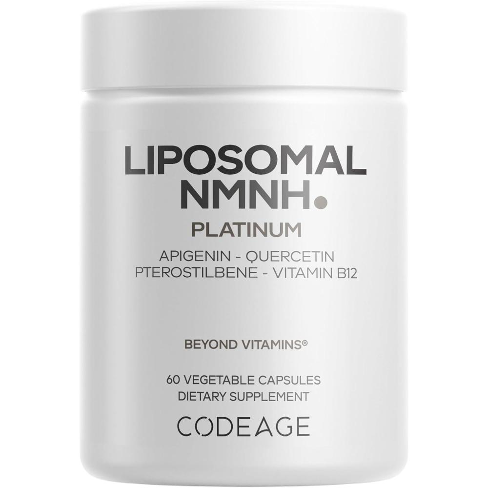 image:imageCodeage Liposomal NMNH Platinum  500 mg NMNH Supplement NAD Precursor with Quercetin Pterostilbene Apigenin Active B Vitamins B2 Riboflavin amp Vitamin B12 Methylcobalamin  NonGMO  60 Capsules