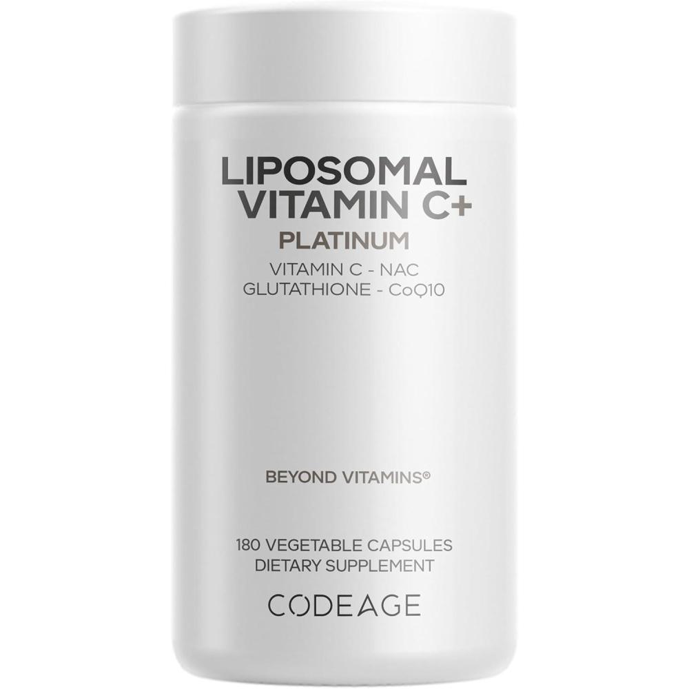 image:imageCodeage Liposomal Vitamin C Platinum 1000 Mg Vitamin C Vitamins Glutathione NAC N Acetyl Cysteine Resveratrol CoQ10 Rutin Elderberry Quercetin Rosehip Citrus Bioflavonoids 180 Capsules