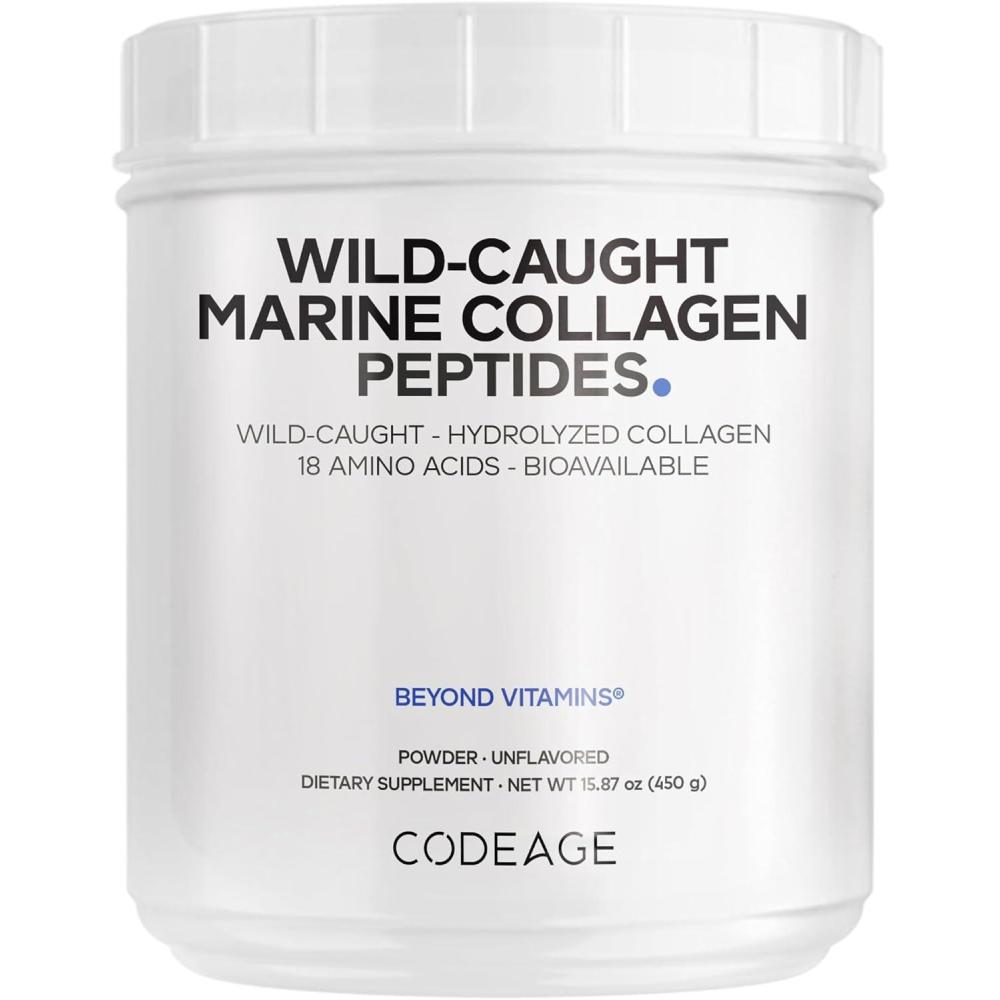 image:imageCodeage Marine Collagen Powder WildCaught Hydrolyzed Fish Collagen Peptides Type 1 amp 3 Collagen Protein Supplement Amino Acids for Skin Hair Nails Paleo Friendly NonGMO 1587 Ounces