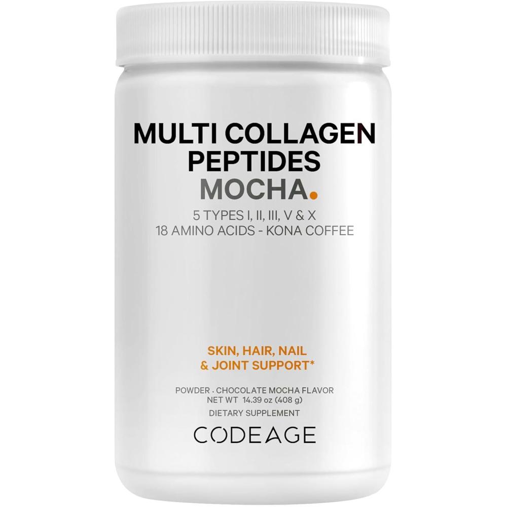 image:imageCodeage Multi Collagen Peptides Protein Powder  Chocolate Mocha Instant Coffee  Gourmet Knoa Coffee Drink amp Shake  Collagen Type I II III V amp X  GrassFed Hydrolyzed NonGMO  1439oz