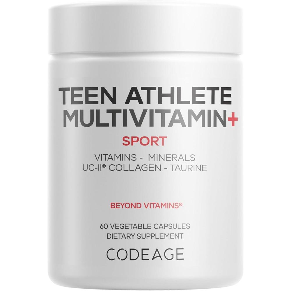 image:imageCodeage Teen Athlete Multivitamin Sports Supplement Creatine Methylated B Vitamins Taurine UCII Collagen Ferrochel Iron Ashwagandha Magnesium Electrolytes NonGMO 60 Capsules