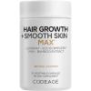 Codeage Hair Growth + Smooth Skin Max Vitamins Supplement – Patented Lustriva & SOD B Dimpless Superoxide Dismutase – Hair Growth Health Skin Cellulite Support – Biotin, Vitamin C, MSM – 30 Capsules