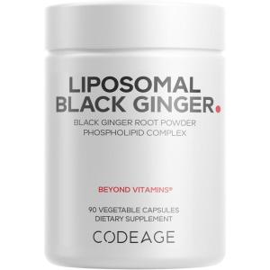 Codeage Liposomal Black Ginger Supplement – Kaempferia Parviflora Root Powder – 3-Month Supply – Ginger Root Pills and Herbal Root – Liposomal Delivery – 1 Capsule Per Serving – Non-GMO – 90 Capsules