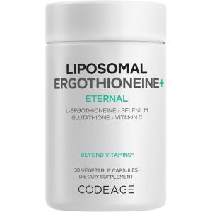 Codeage Liposomal Ergothioneine+ Supplement – L-Ergothioneine, L-Glutathione, Vitamin C, Selenium, Phospholipid Complex – Healthy Aging & Antioxidant – Vegan, Non-GMO, Soy-Free – 30 Capsules