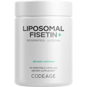 Codeage Liposomal Fisetin Supplement – Fisetin 500 mg – Resveratrol from Japanese Knotweed Extract Polyphenol, Luteolin Sophora Japonica Flavonoid, Liposomal Delivery – Vegan, Non-GMO – 60 Capsules
