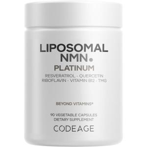 Codeage Liposomal NMN Platinum – 500 mg NMN Supplement, Nicotinamide Mononucleotide, NAD Precursor – Quercetin, Resveratrol, Betaine TMG, Vitamin B2 Riboflavin & Vitamin B12 – Non-GMO – 90 Capsules