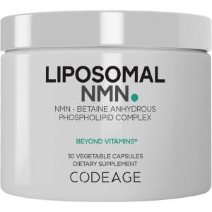 Codeage Liposomal NMN & TMG Supplement – Nicotinamide Mononucleotide NAD+ Precursor, Betaine Anhydrous Trimethylglycine TMG – Non-GMO – 30 Capsules