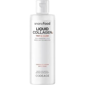 Codeage Liquid Collagen Supplement Chocolate Flavor, Beauty Trim & Glow Liposomal Collagen Peptides, CLA Conjugated Linoleic Acid, Hyaluronic Acid, Vitamin E, Hydrolyzed, Non-GMO, 15.22 fl oz