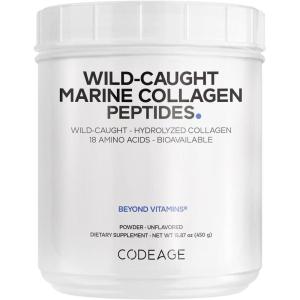 Codeage Marine Collagen Powder – Wild-Caught Hydrolyzed Fish Collagen Peptides – Type 1 & 3 Collagen Protein Supplement – Amino Acids for Skin, Hair, Nails – Paleo Friendly, Non-GMO, 15.87 Ounces