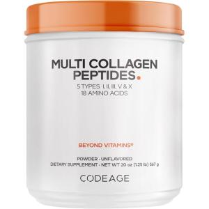 Codeage Multi Collagen Protein Powder Peptides, Hydrolyzed Collagen for Women & Men, Collagen Supplements, Grass Fed Bone Broth, 2-Month Supply, Unflavored, Type 1, 2, 3, 5 & 10, Non-GMO – 20 OZ(1.25 Pound (Pack of 1))