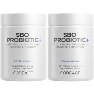 Codeage SBO Probiotics, 50 Billion CFUs Per Serving, Multi Strain Soil Based Organisms Blend and Organic Fermented Botanical Blend, Shelf-Stable – 2 Pack(2)
