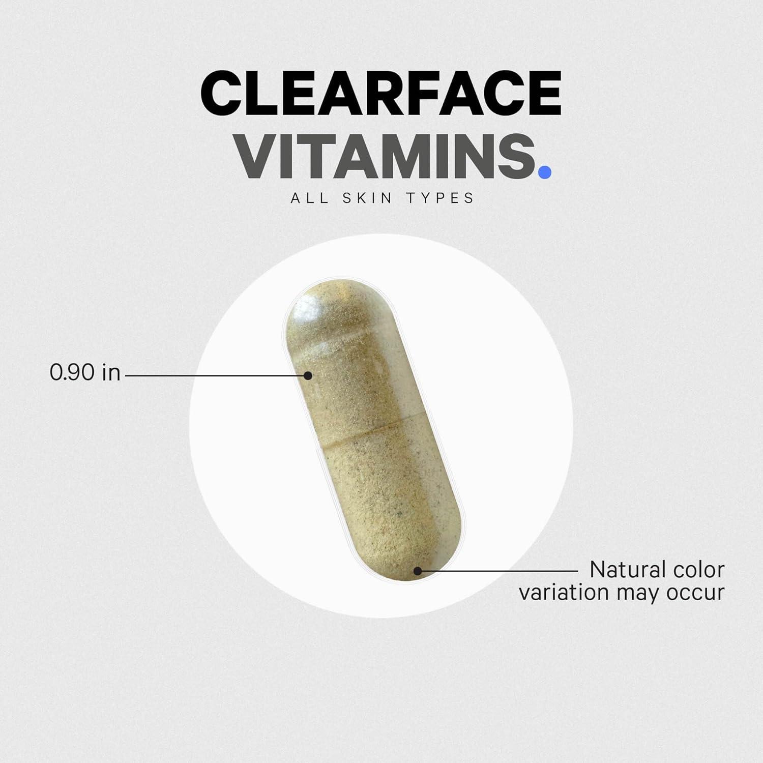 image:imageCodeage Clearface Pantothenic Acid Niacin Supplement Vitamins A C D3 E Probiotics Zinc Riboflavin Thiamin LLysine HCL amp Omega3 Niacinamide Skin Botanical Blend NonGMO 90 CapsulesBlack