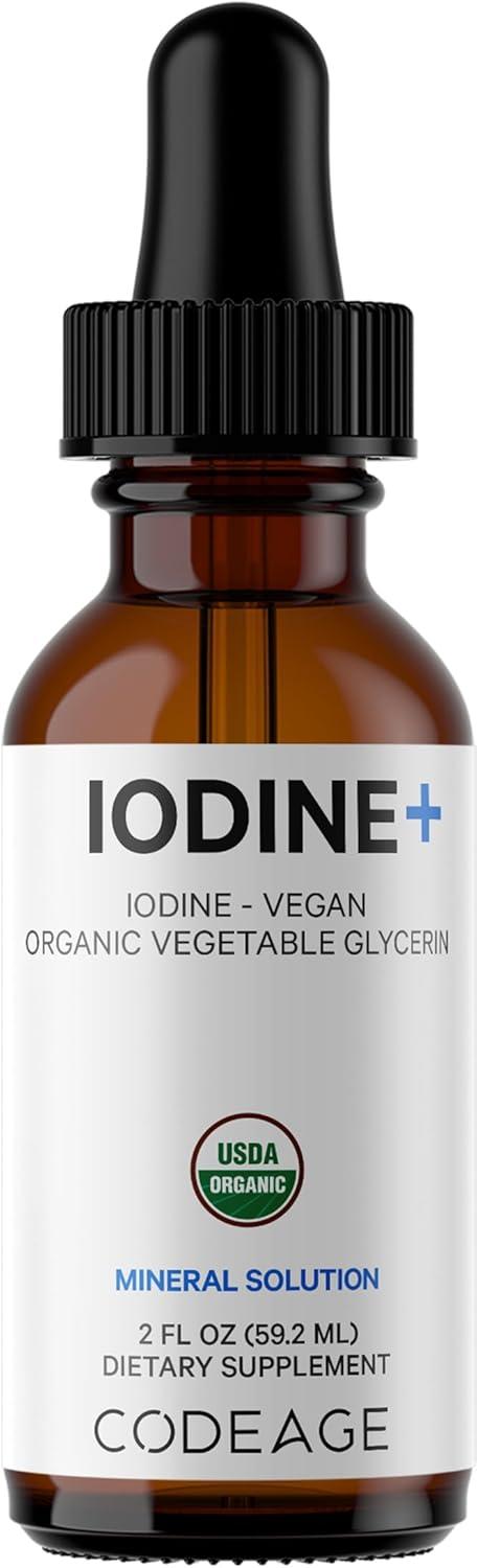 image:imageCodeage USDA Certified Organic Iodine Drops 250 Mcg Per Serving 1 Year Supply Liquid Iodide Supplement Pure Clear Iodine Vegan Potassium Iodine Liquid Drop 2 fl oz