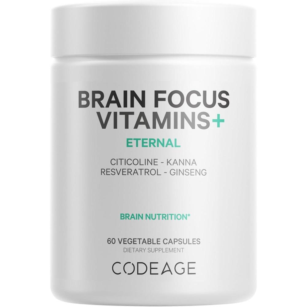 image:imageCodeage Brain Focus Vitamins Nootropic Supplement with Citicoline as Cognizin Panax Ginseng Resveratrol Gotu Kola Vitamin B12 Methylcobalamin Liposomal Delivery NonGMO 60 Capsules