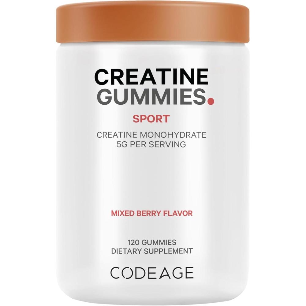 image:imageCodeage Creatine Monohydrate Gummies Supplement 5000mg Creatine AstraGin Panax amp Astralagus Sport Gummy Mixed Berry Flavor Kettlebell Shape Vitamins Vegan NonGMO 120 Gummies