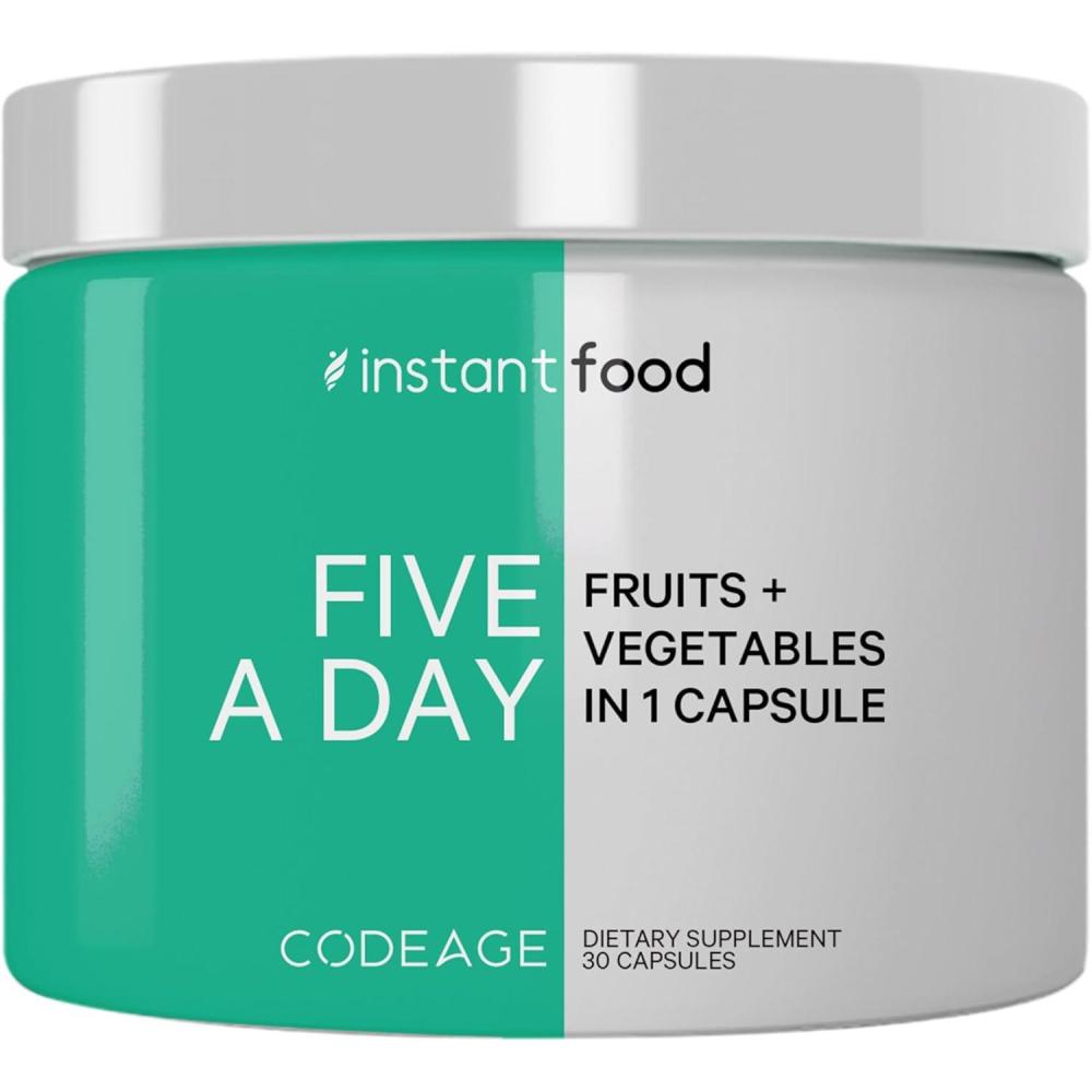 image:imageCodeage Instantfood Five A Day Fruits amp Vegetables Capsule Supplement Whole Food Phytonutrients 15 Fruits and Veggies Blend Vegan NonGMO 30 Capsules