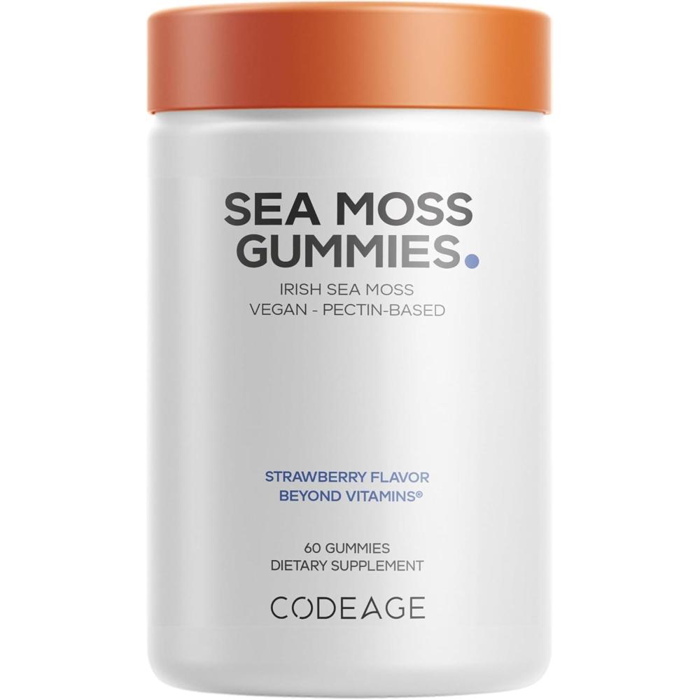 image:imageCodeage Irish Sea Moss Gummies 300 mg Irish Sea Moss Extract per Serving Chondrus crispus Strawberry Flavor Vegan NonGMO 60 Gummies