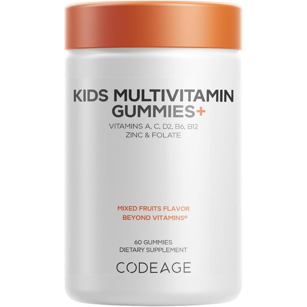 image:imageCodeage Kids Multivitamin Gummies Supplement Vitamins A C D2 B6 B12 Zinc Folate Iodine 2Month Supply Childrens Vitamins NonGMO GlutenFree DairyFree Mixed Fruits 60 Gummies