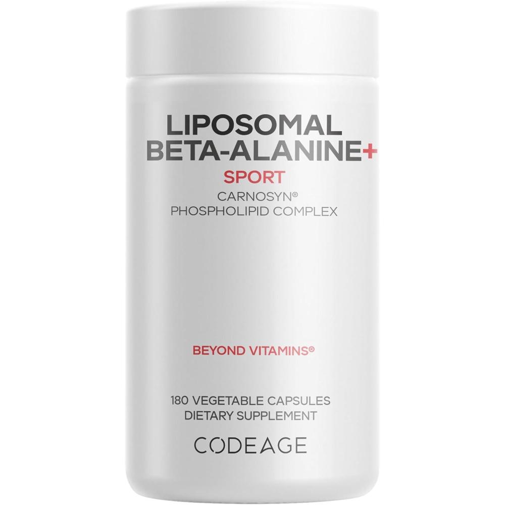 image:imageCodeage Liposomal BetaAlanine Supplement CarnoSyn BetaAlanine 2Month Supply Liposomal Delivery Pre Workout Post Workout and Sport Supplementation NonGMO 180 Capsules