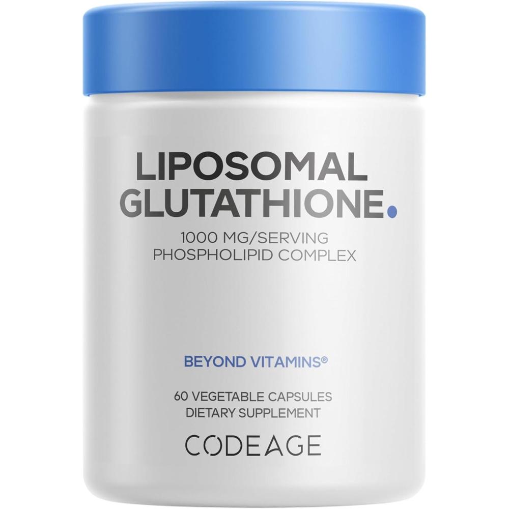 image:imageCodeage Liposomal Glutathione 1000 mg Supplement HighPotency Reduced LGlutathione Liposomal Delivery Phospholipids NonGMO GlutenFree 60 Capsules