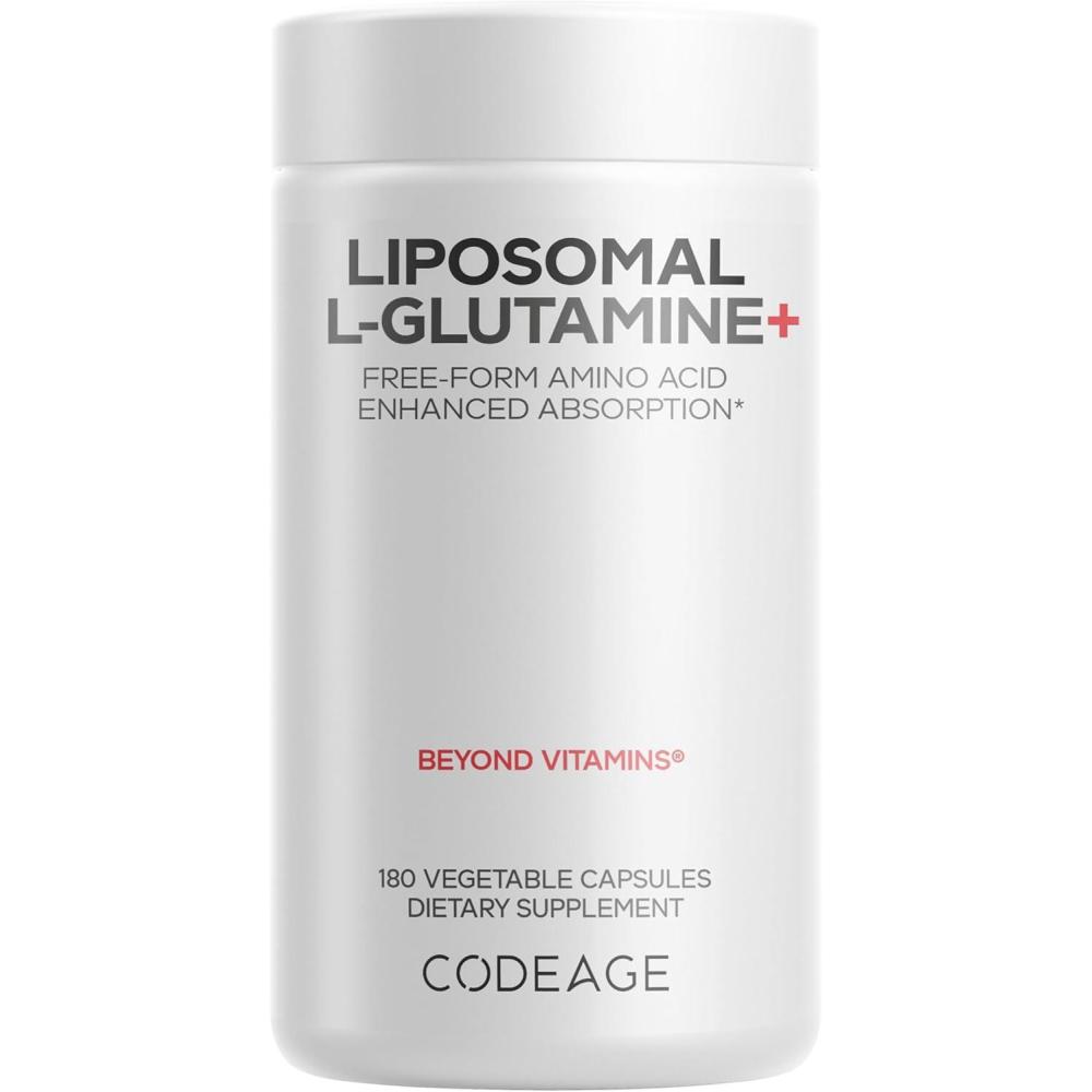 image:imageCodeage Liposomal LGlutamine Capsule Supplement 1000 mg LGlutamine per Serving 3Month Supply Liposomal Delivery Vegan Pills NonGMO GlutenFree Amino Acid 180 Capsules