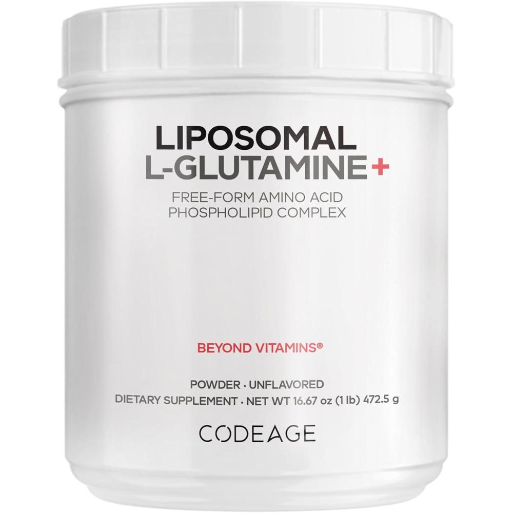 image:imageCodeage Liposomal LGlutamine Powder HighPotency LGlutamine 5000 mg per Serving 3Month Supply Liposomal Delivery FreeForm Amino Acid Unflavored Glutamine NonGMO GlutenFree 1667 oz