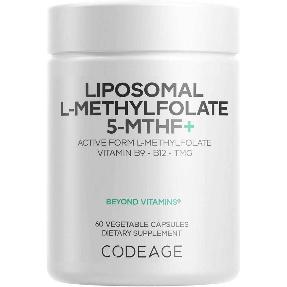image:imageCodeage Liposomal LMethylfolate 5MTHF Active Vitamin B9 Methylcobalamin B12 Betaine TMG B62Month Supply Multivitamins Liposomal Delivery Bioavailable BVitamin Complex 60 Capsules