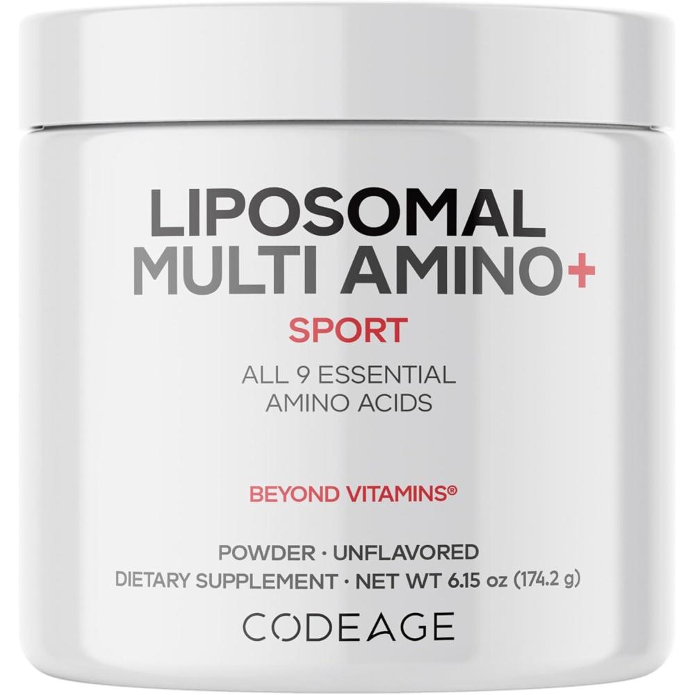 image:imageCodeage Liposomal Multi Amino Powder Supplement BCAA amp EAA Supplement All 9 Essential Amino Acids BranchedChain Amino Acid Pre amp Post Workout Unflavored Liposomal Delivery NonGMO 615 oz